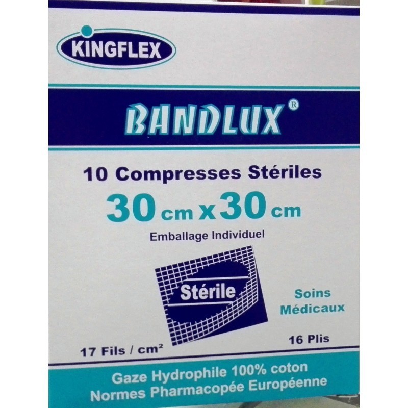 BANDLUX 10 COMPRESSES STERILES 30CM*30CM